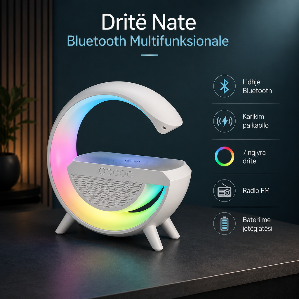 Dritë Multifunksionale me Bluetooth dhe Karikim Wireless