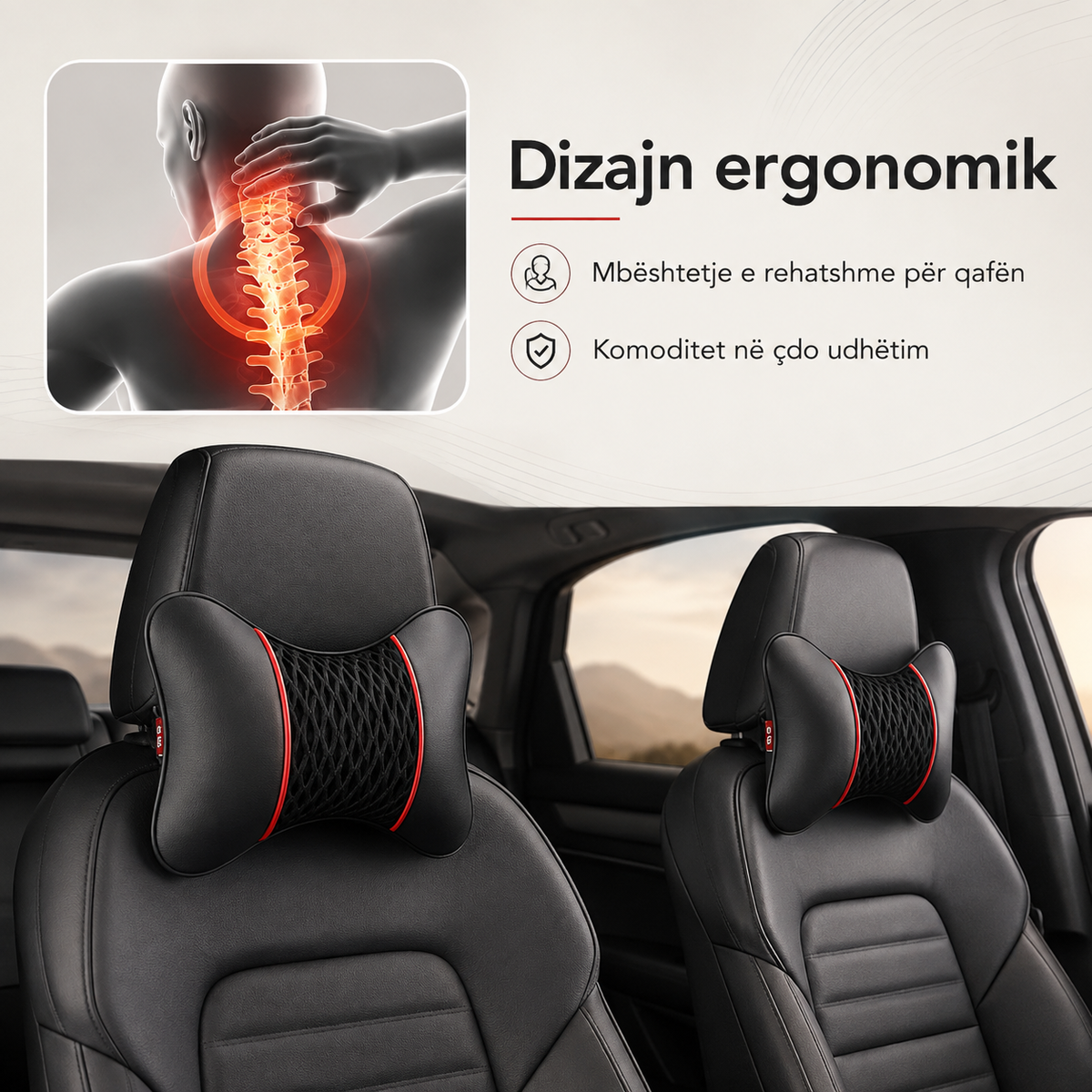 Mbështetëse për Qafë në Veturë - Set 2 Copë